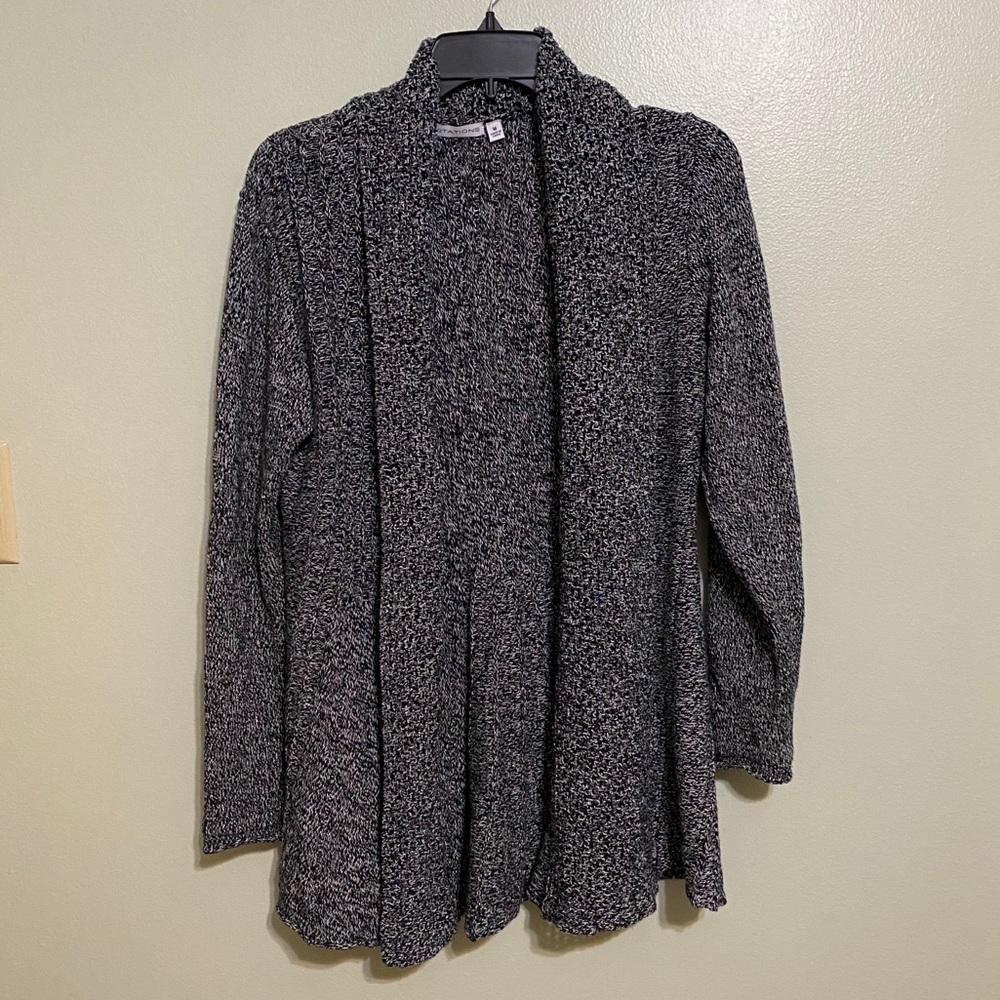 Notations black and white cardigan